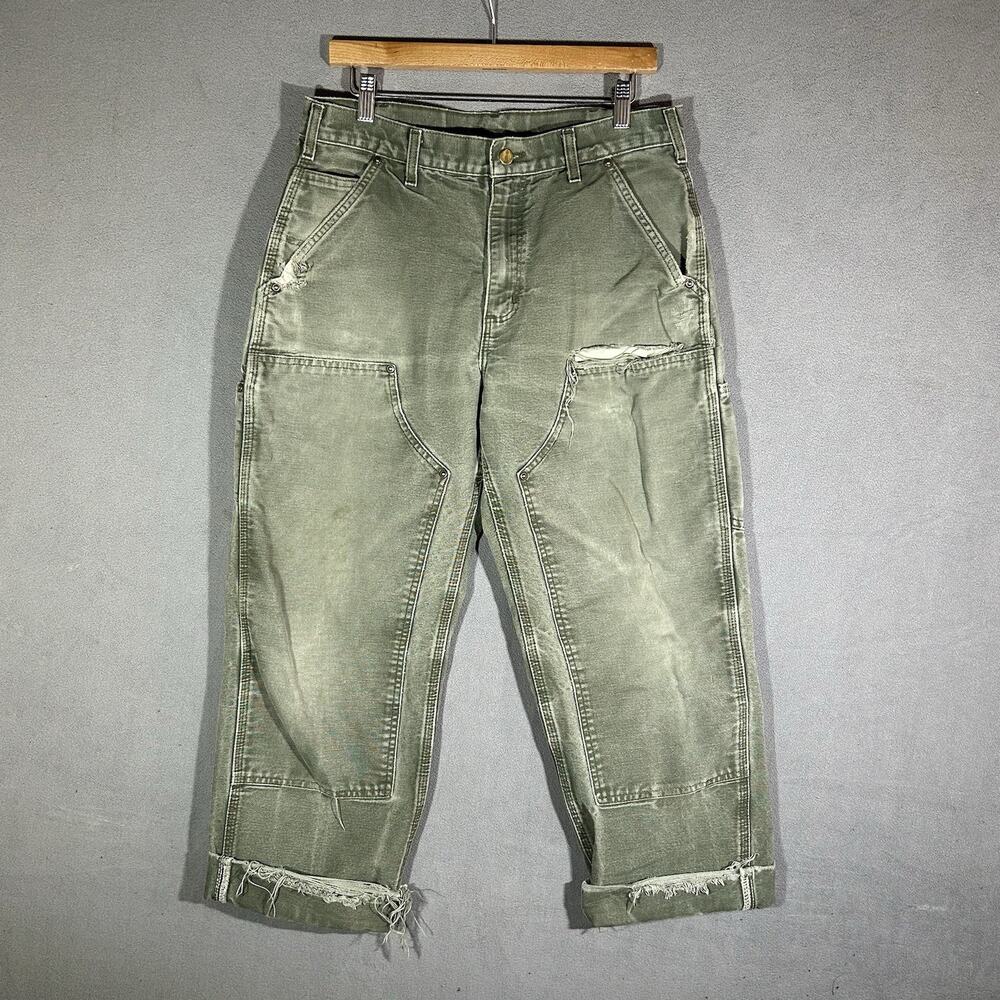 Vintage Carhartt B136 MOS Double Knee Carpenter Pants 32x30 FADED & DISTRESSED